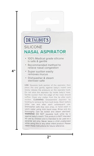 Dr. Talbot's Aspirador nasal para bebés - Silicona - Incluye estuche de almacenamiento - Transparente