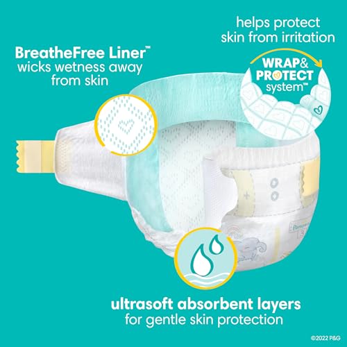 Pampers Swaddlers Disposable Baby Diapers Size 1, One Month Supply (198 Count) with Sensitive Water Based Baby Wipes 6X Pop-Top Packs (336 Count)