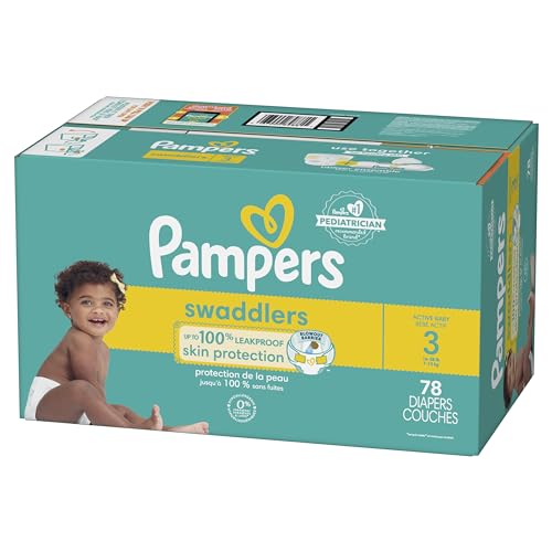 Pampers Swaddlers Diapers - Size 1, One Month Supply (198 Count), Ultra Soft Disposable Baby Diapers