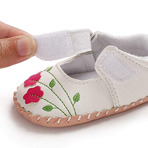 Meckior Zapatos planos de princesa hechos a mano para bebés, niñas y niños, para primeros pasos, de piel sintética suave, antideslizantes, para cuna, vestido de boda