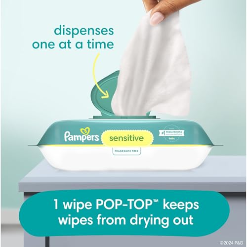 Pampers Swaddlers Disposable Baby Diapers Size 1, One Month Supply (198 Count) with Sensitive Water Based Baby Wipes 6X Pop-Top Packs (336 Count)