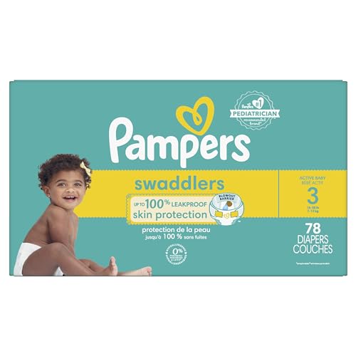 Pampers Swaddlers Diapers - Size 1, One Month Supply (198 Count), Ultra Soft Disposable Baby Diapers