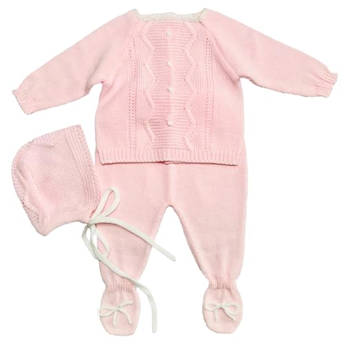 Newborn Baby Knitted Clothes Set, Coming Home Infant Knit Outfit for Boys and Girls