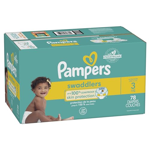 Pampers Swaddlers Diapers - Size 1, One Month Supply (198 Count), Ultra Soft Disposable Baby Diapers