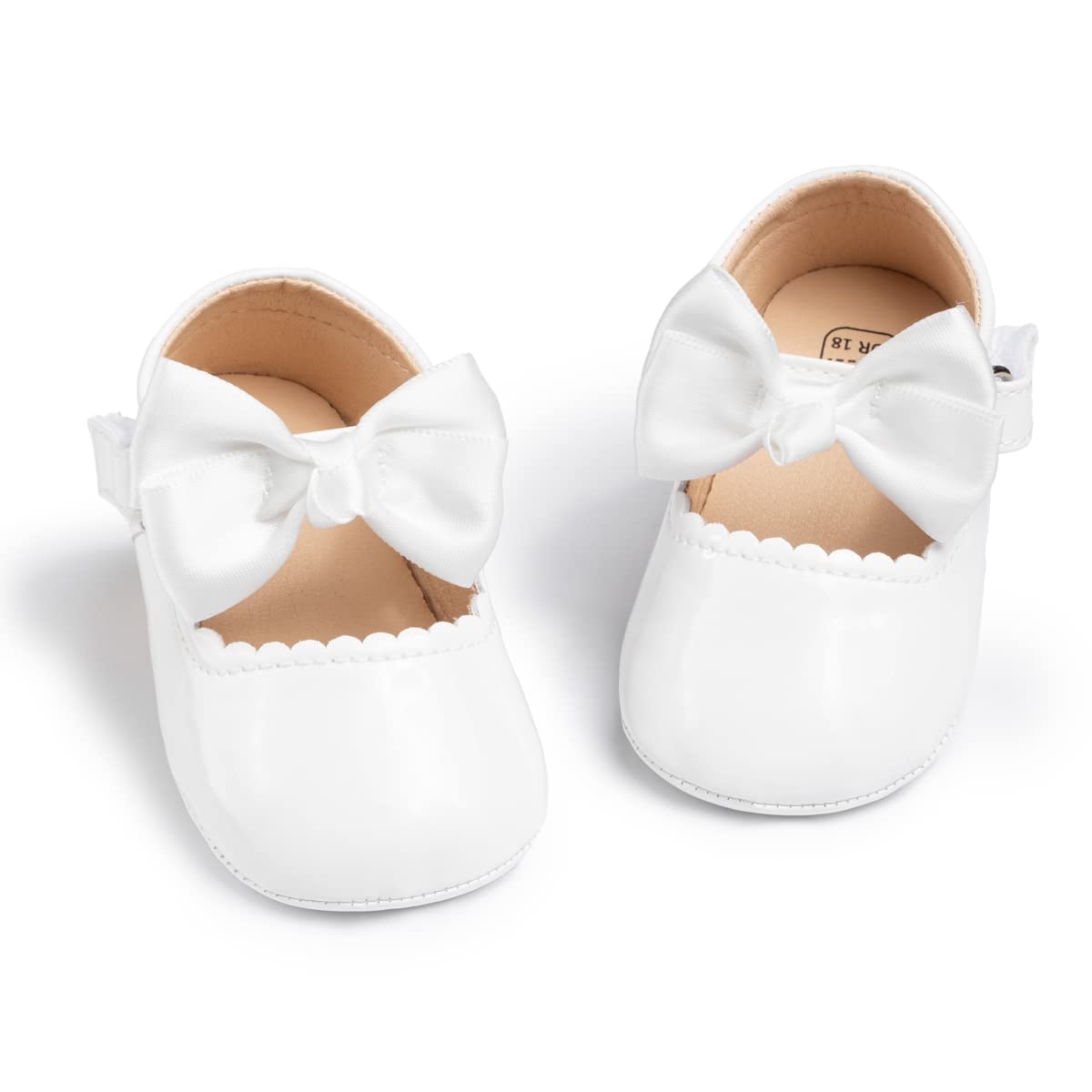 Meckior Zapatos planos de princesa hechos a mano para bebés, niñas y niños, para primeros pasos, de piel sintética suave, antideslizantes, para cuna, vestido de boda