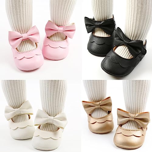 Mary Jane - Zapatos planos de vestir para bebé, zapatos para recién nacidos, antideslizantes, de piel sintética, para fiesta, escuela, boda, princesa, zapatos de bebé niña 0-18M