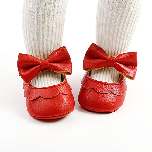 Mary Jane - Zapatos planos de vestir para bebé, zapatos para recién nacidos, antideslizantes, de piel sintética, para fiesta, escuela, boda, princesa, zapatos de bebé niña 0-18M