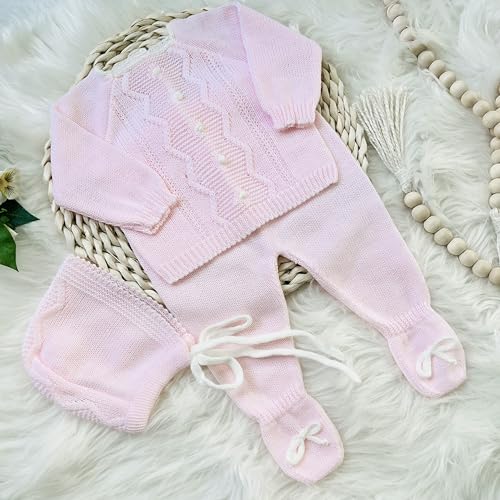 Newborn Baby Knitted Clothes Set, Coming Home Infant Knit Outfit for Boys and Girls