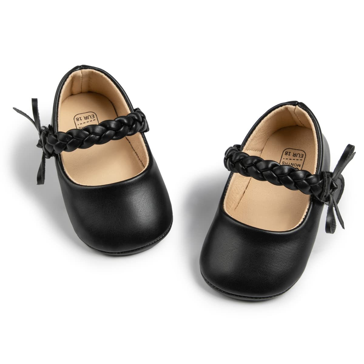 Meckior Zapatos planos de princesa hechos a mano para bebés, niñas y niños, para primeros pasos, de piel sintética suave, antideslizantes, para cuna, vestido de boda