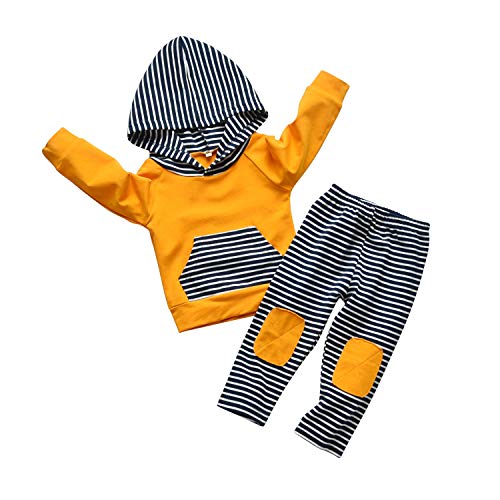 Conjunto de sudadera con capucha de manga larga a rayas para bebés y niños pequeños