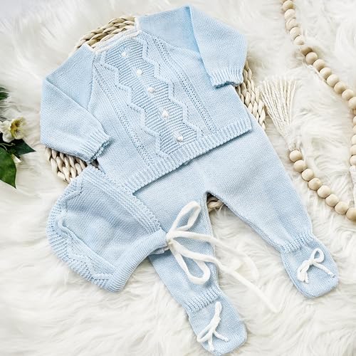 Newborn Baby Knitted Clothes Set, Coming Home Infant Knit Outfit for Boys and Girls