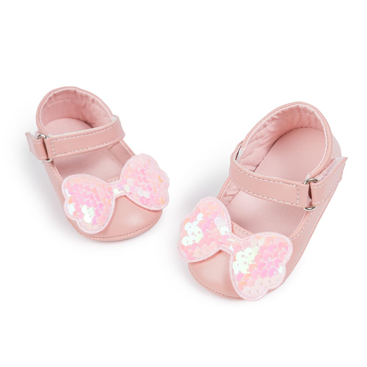 Meckior Zapatos planos de princesa hechos a mano para bebés, niñas y niños, para primeros pasos, de piel sintética suave, antideslizantes, para cuna, vestido de boda