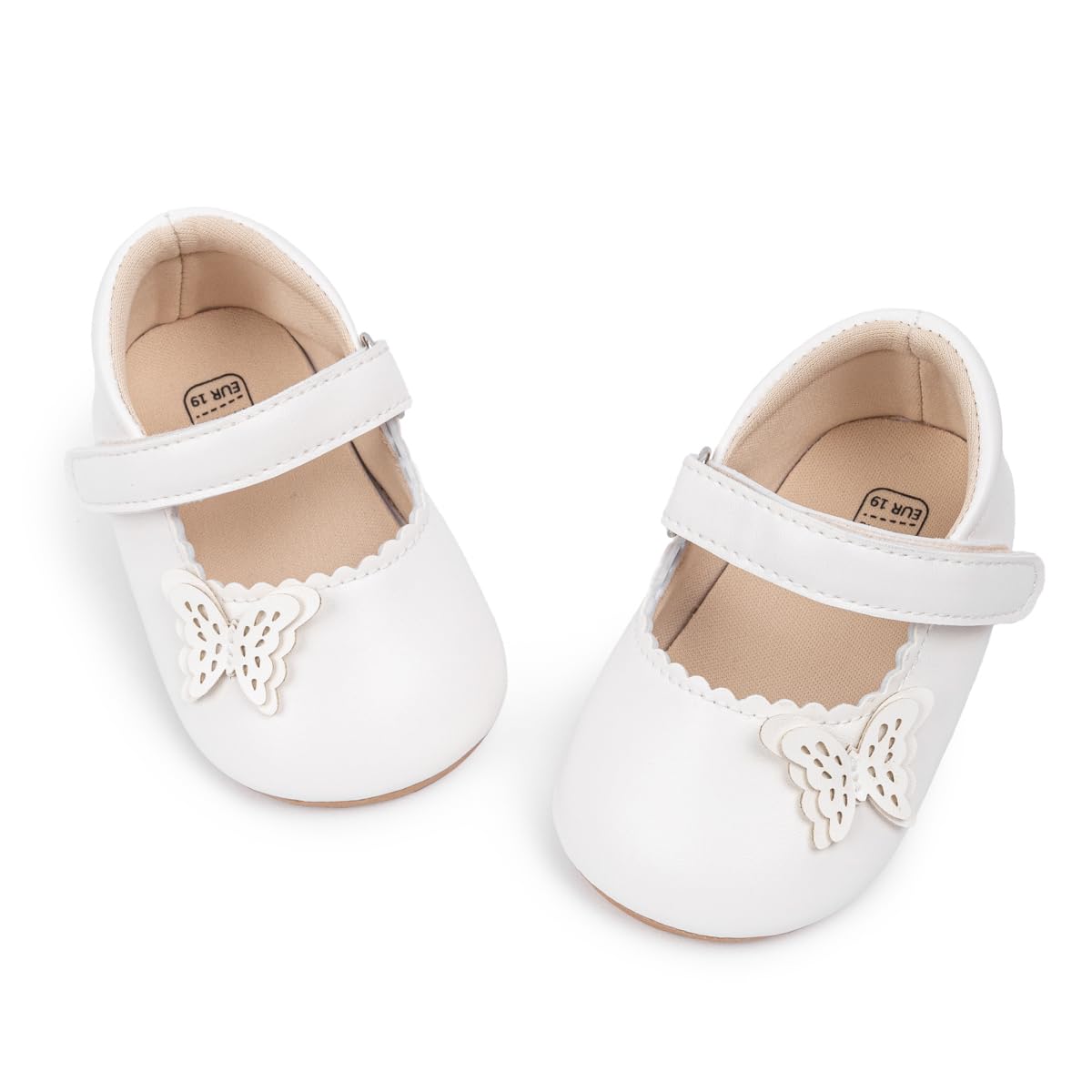 Meckior Zapatos planos de princesa hechos a mano para bebés, niñas y niños, para primeros pasos, de piel sintética suave, antideslizantes, para cuna, vestido de boda