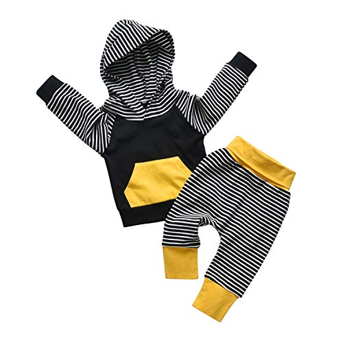 Conjunto de sudadera con capucha de manga larga a rayas para bebés y niños pequeños