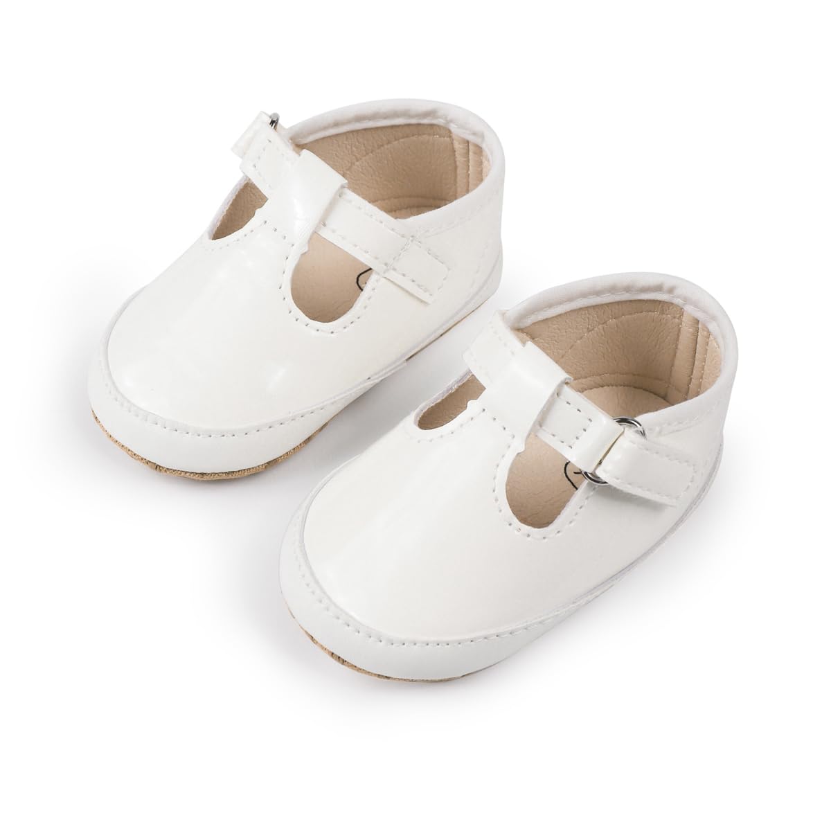 Meckior Zapatos planos de princesa hechos a mano para bebés, niñas y niños, para primeros pasos, de piel sintética suave, antideslizantes, para cuna, vestido de boda