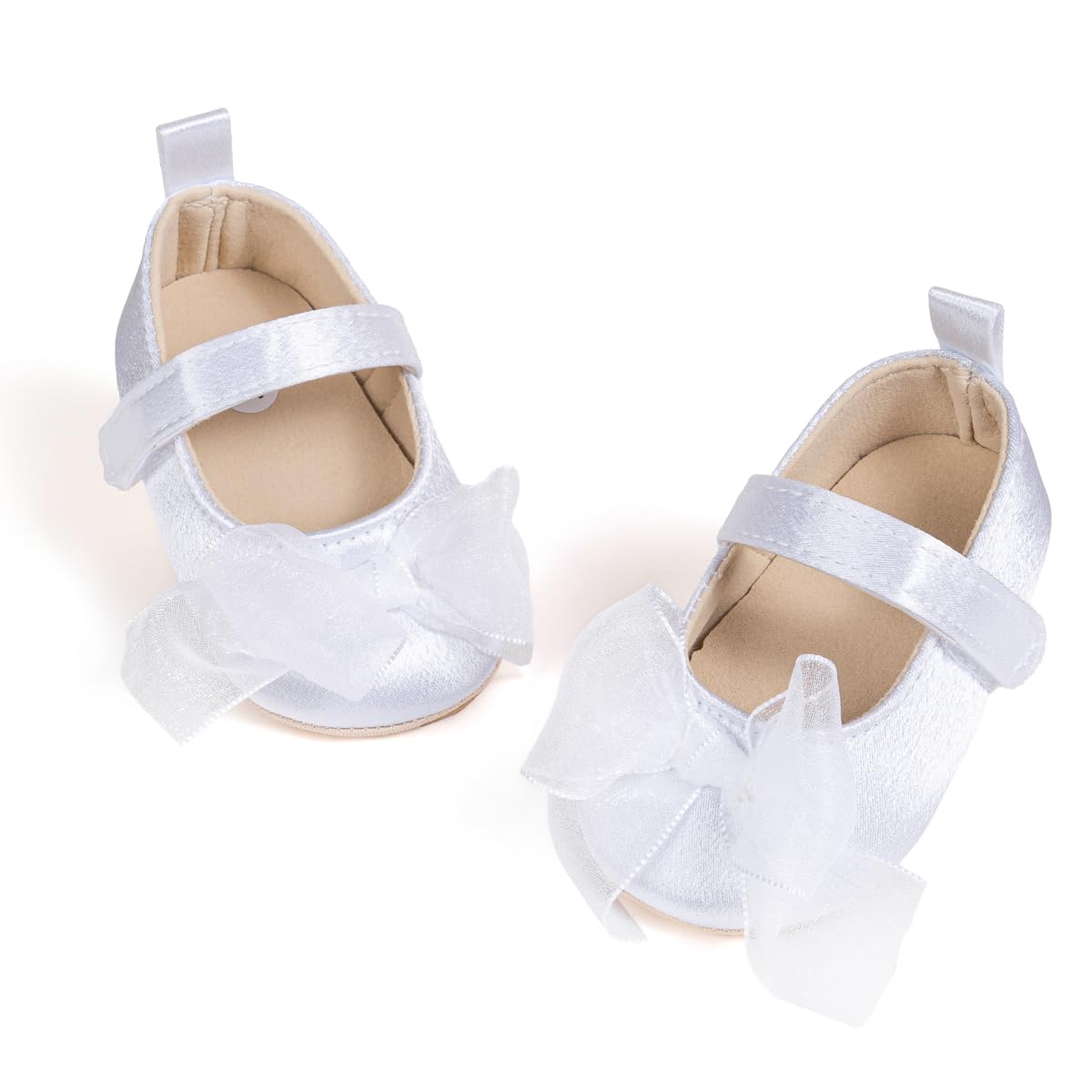 Meckior Zapatos planos de princesa hechos a mano para bebés, niñas y niños, para primeros pasos, de piel sintética suave, antideslizantes, para cuna, vestido de boda