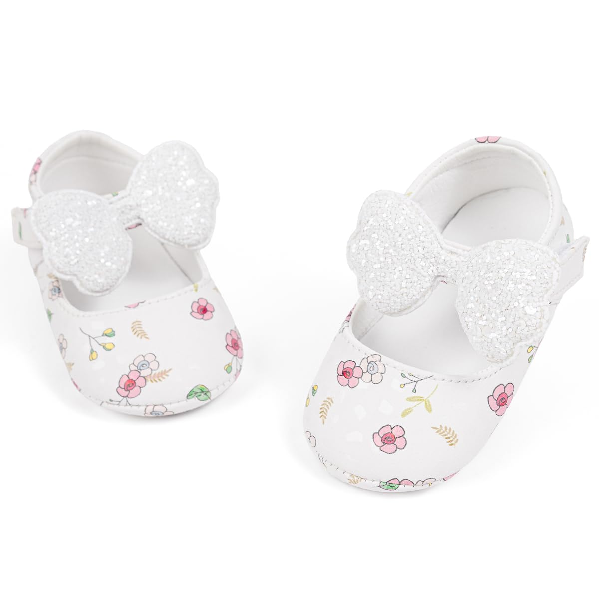 Meckior Zapatos planos de princesa hechos a mano para bebés, niñas y niños, para primeros pasos, de piel sintética suave, antideslizantes, para cuna, vestido de boda