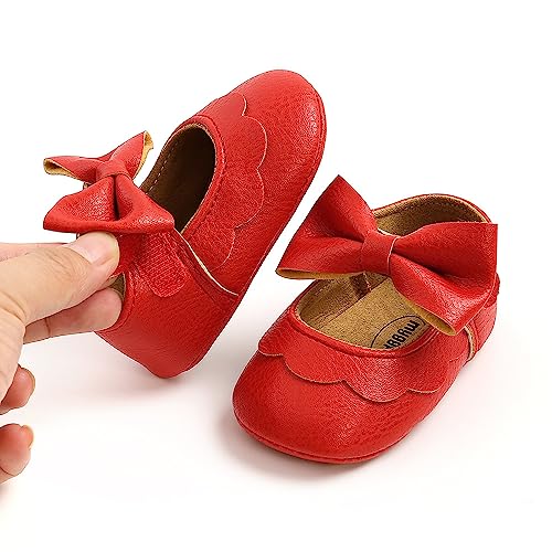 Mary Jane - Zapatos planos de vestir para bebé, zapatos para recién nacidos, antideslizantes, de piel sintética, para fiesta, escuela, boda, princesa, zapatos de bebé niña 0-18M