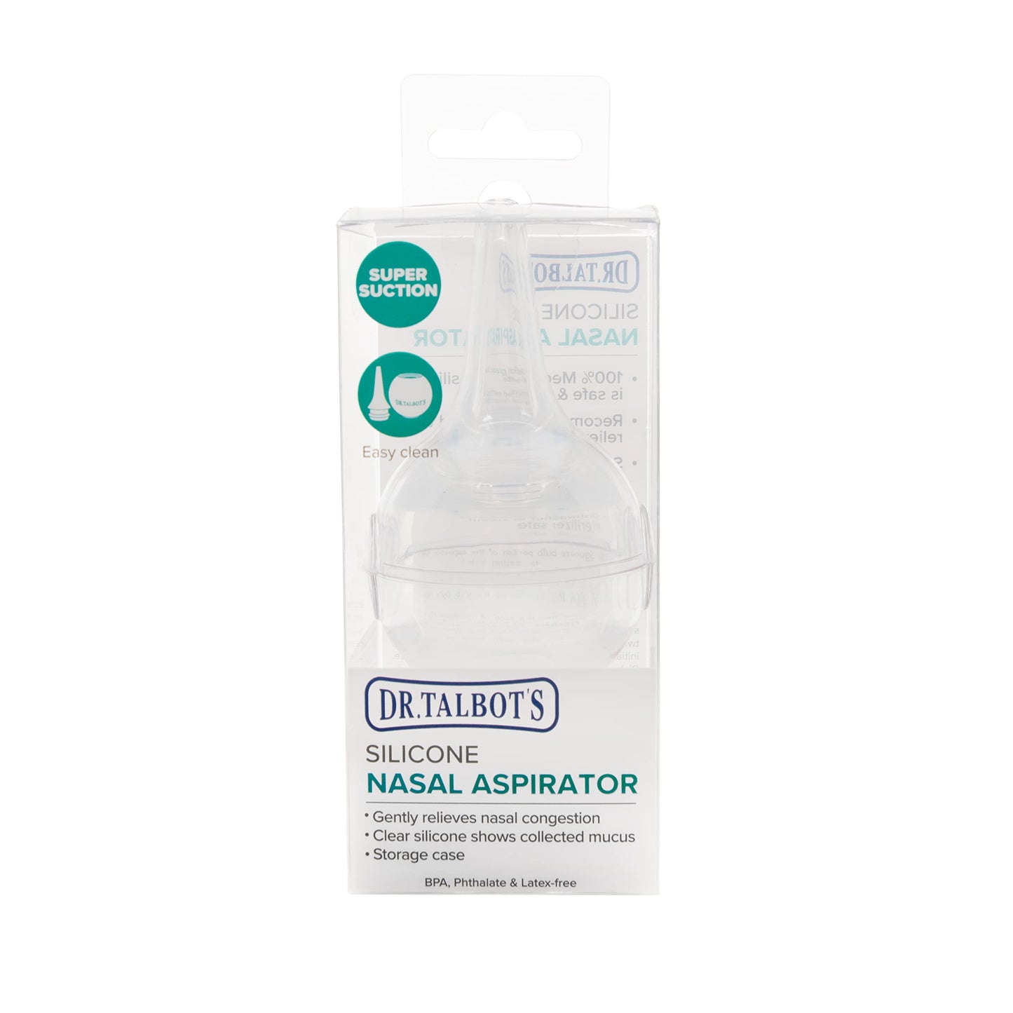 Dr. Talbot's Aspirador nasal para bebés - Silicona - Incluye estuche de almacenamiento - Transparente