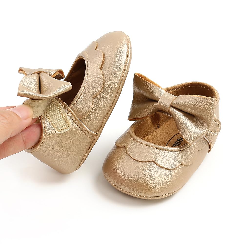 Mary Jane - Zapatos planos de vestir para bebé, zapatos para recién nacidos, antideslizantes, de piel sintética, para fiesta, escuela, boda, princesa, zapatos de bebé niña 0-18M