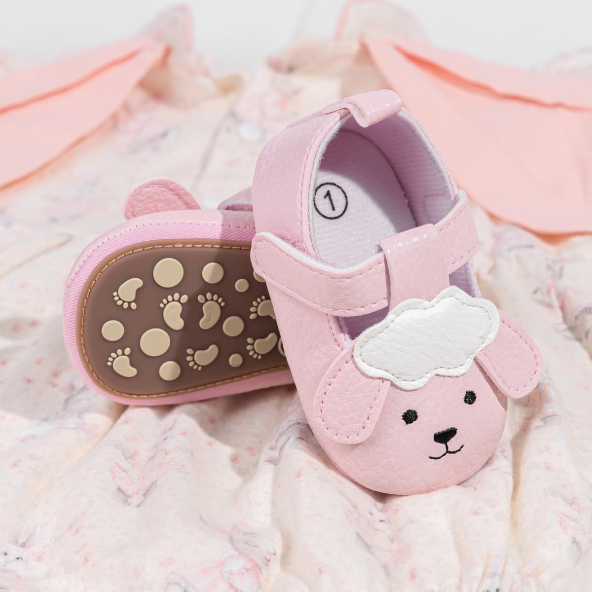 Meckior Zapatos planos de princesa hechos a mano para bebés, niñas y niños, para primeros pasos, de piel sintética suave, antideslizantes, para cuna, vestido de boda