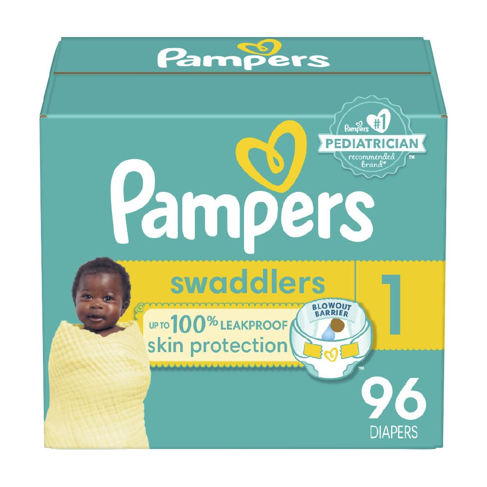 Pampers Swaddlers Diapers - Size 1, One Month Supply (198 Count), Ultra Soft Disposable Baby Diapers