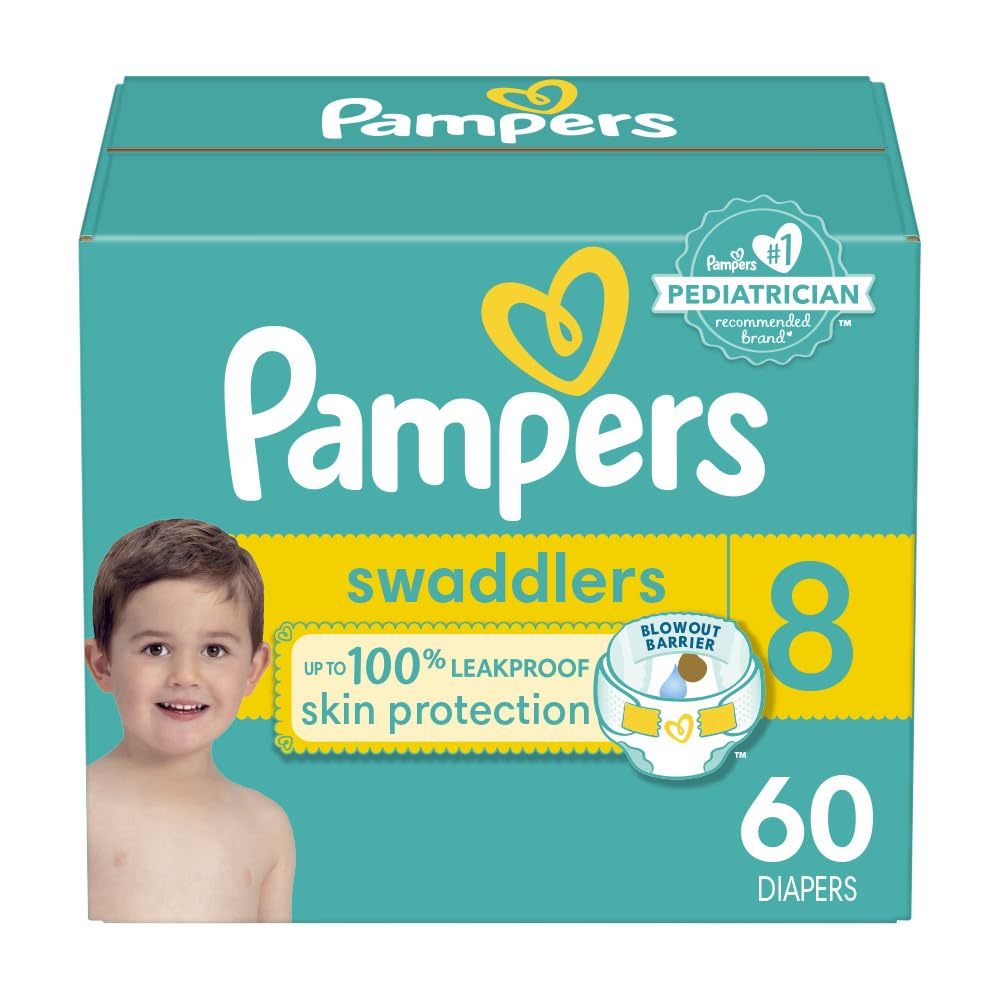 Pampers Swaddlers Diapers - Size 1, One Month Supply (198 Count), Ultra Soft Disposable Baby Diapers