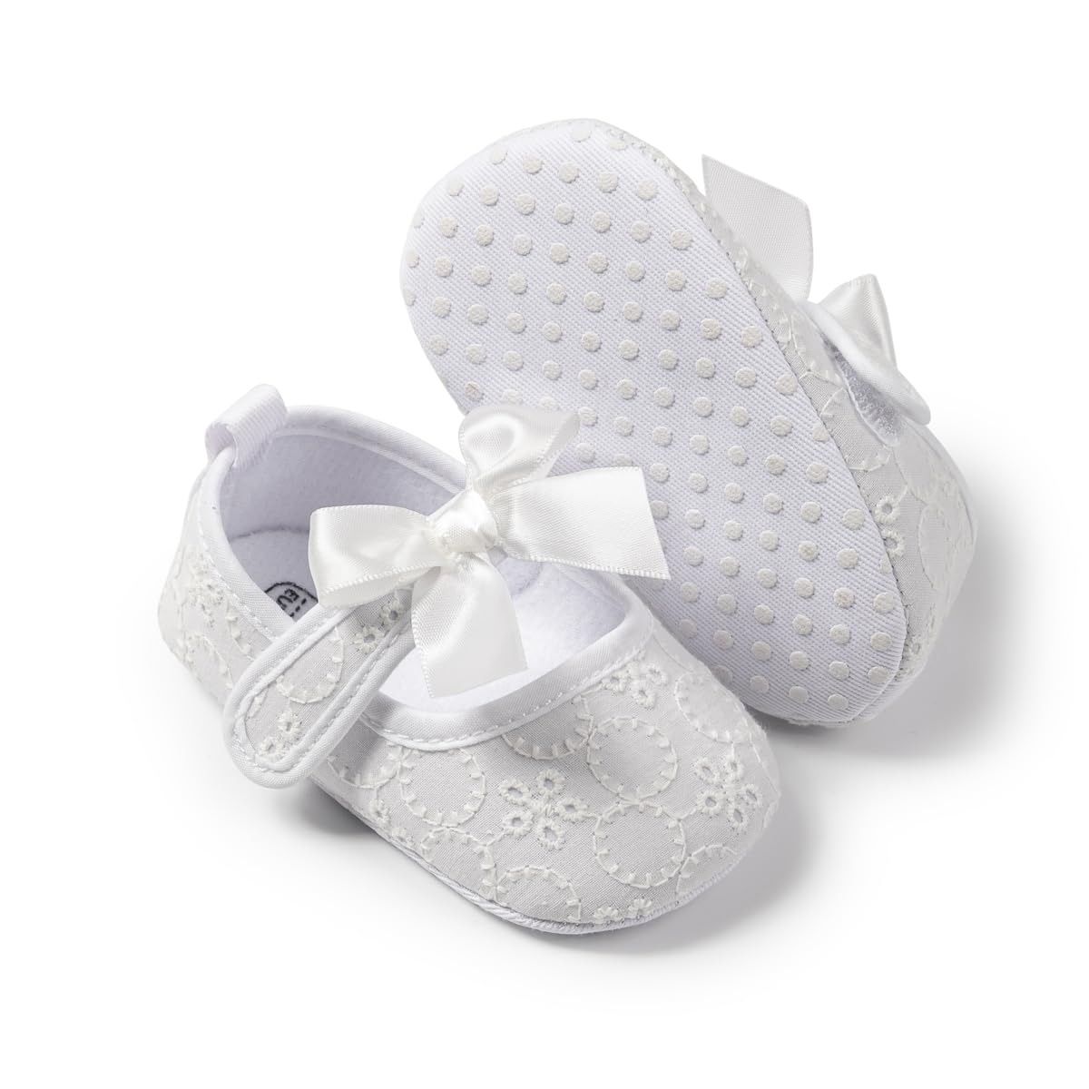 Meckior Zapatos planos de princesa hechos a mano para bebés, niñas y niños, para primeros pasos, de piel sintética suave, antideslizantes, para cuna, vestido de boda