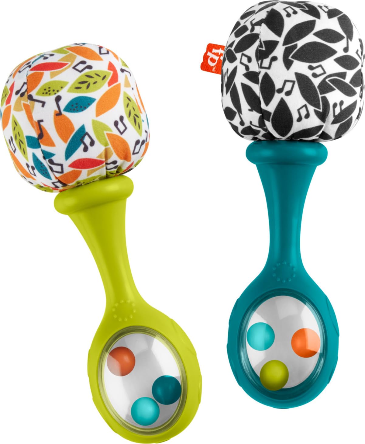 Fisher-Price Baby Newborn Toys Rattle 'n Rock Maracas, juego de 2 instrumentos musicales suaves para bebés de más de 3 meses, color azul y naranja