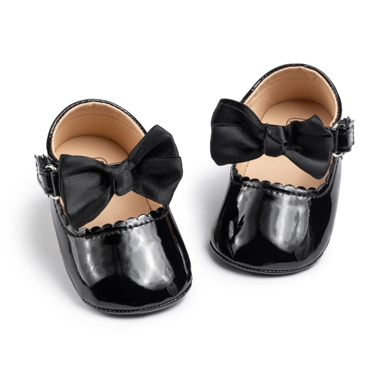 Meckior Zapatos planos de princesa hechos a mano para bebés, niñas y niños, para primeros pasos, de piel sintética suave, antideslizantes, para cuna, vestido de boda