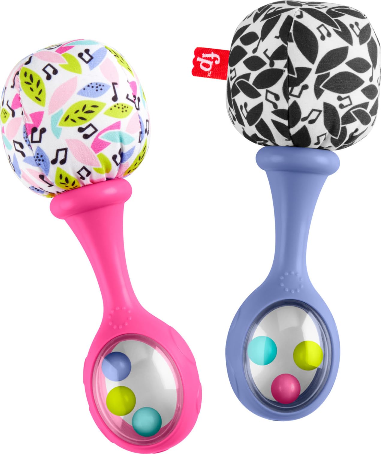 Fisher-Price Baby Newborn Toys Rattle 'n Rock Maracas, juego de 2 instrumentos musicales suaves para bebés de más de 3 meses, color azul y naranja