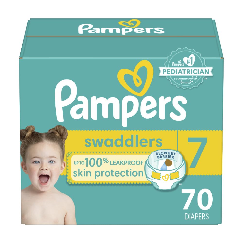 Pampers Swaddlers Diapers - Size 1, One Month Supply (198 Count), Ultra Soft Disposable Baby Diapers