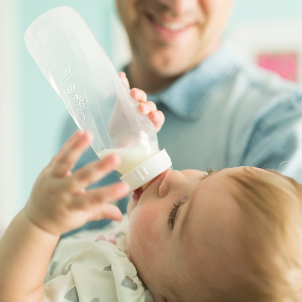 Evenflo Feeding Botellas clásicas de plástico tintado estándar para bebé, bebé y recién nacido, verde azulado, verde/azul, 8 onzas (paquete de 12)