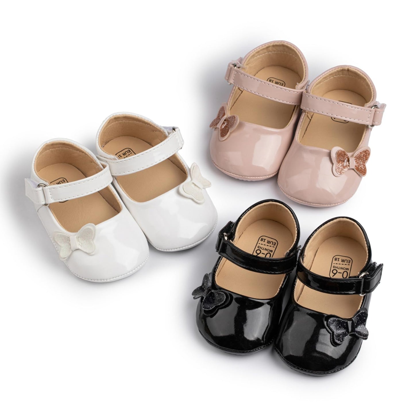 Mary Jane - Zapatos planos de vestir para bebé, zapatos para recién nacidos, antideslizantes, de piel sintética, para fiesta, escuela, boda, princesa, zapatos de bebé niña 0-18M