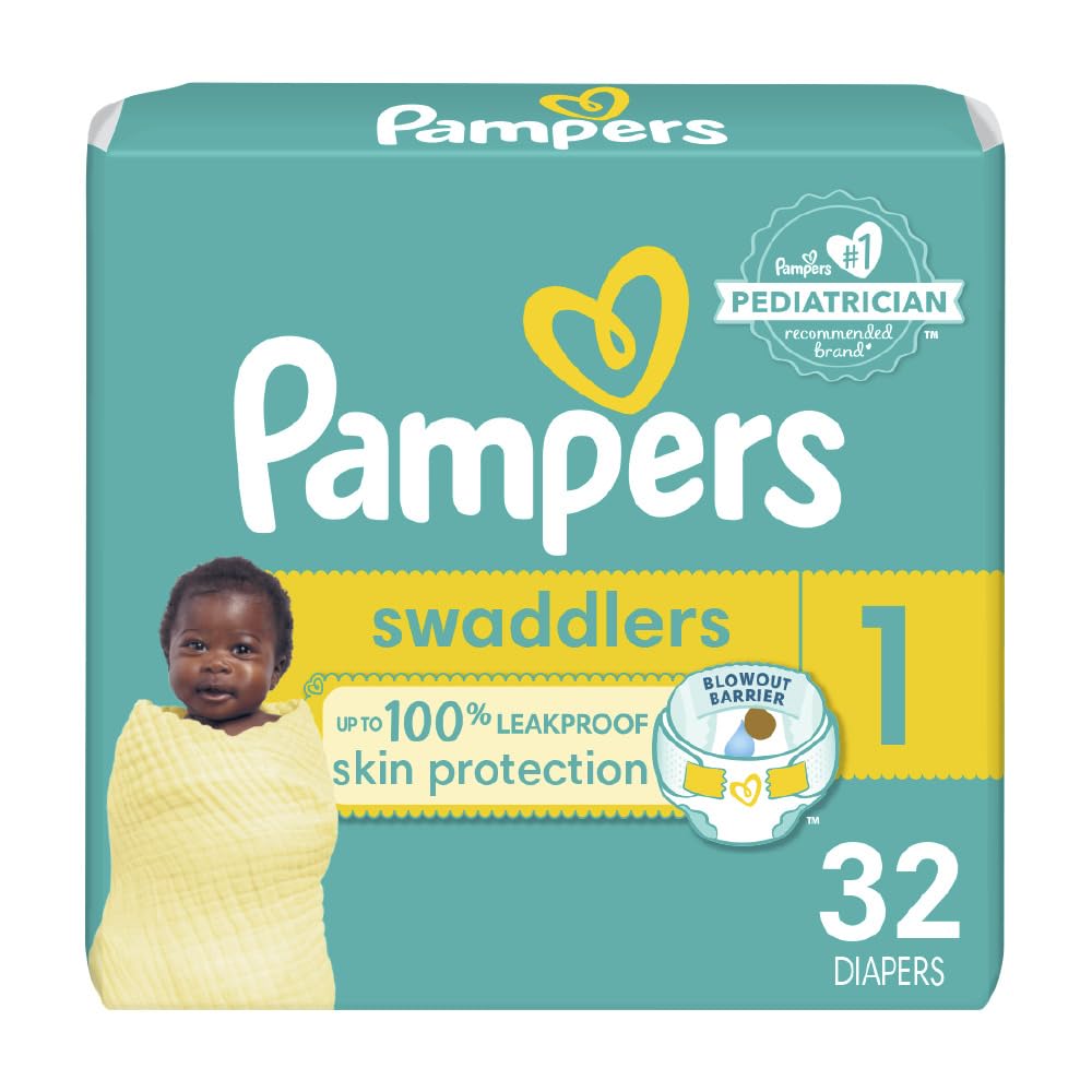 Pampers Swaddlers Diapers - Size 1, One Month Supply (198 Count), Ultra Soft Disposable Baby Diapers