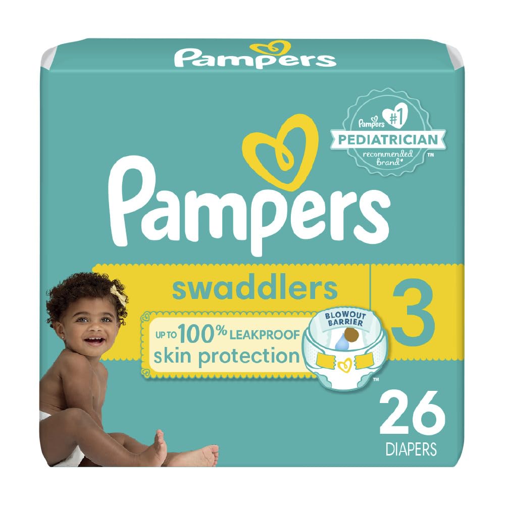 Pampers Swaddlers Diapers - Size 1, One Month Supply (198 Count), Ultra Soft Disposable Baby Diapers