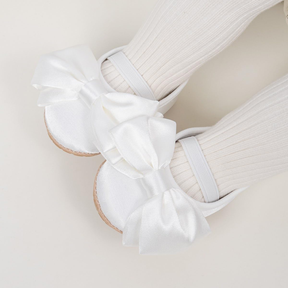 Meckior Zapatos planos de princesa hechos a mano para bebés, niñas y niños, para primeros pasos, de piel sintética suave, antideslizantes, para cuna, vestido de boda