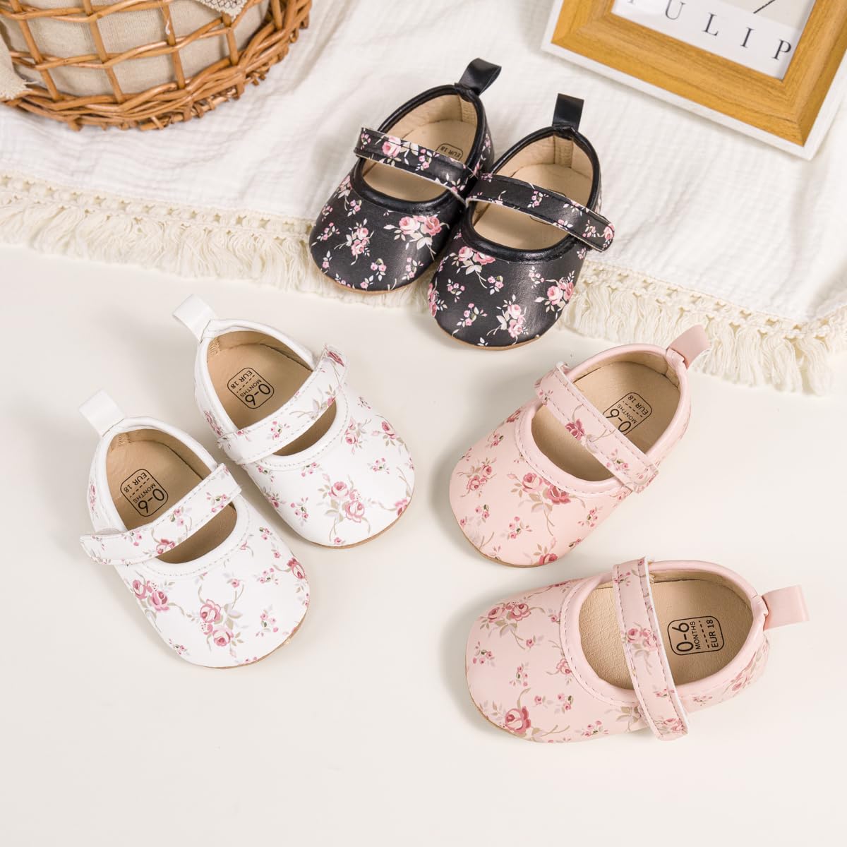 Meckior Zapatos planos de princesa hechos a mano para bebés, niñas y niños, para primeros pasos, de piel sintética suave, antideslizantes, para cuna, vestido de boda