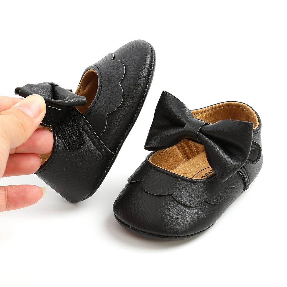 Mary Jane - Zapatos planos de vestir para bebé, zapatos para recién nacidos, antideslizantes, de piel sintética, para fiesta, escuela, boda, princesa, zapatos de bebé niña 0-18M