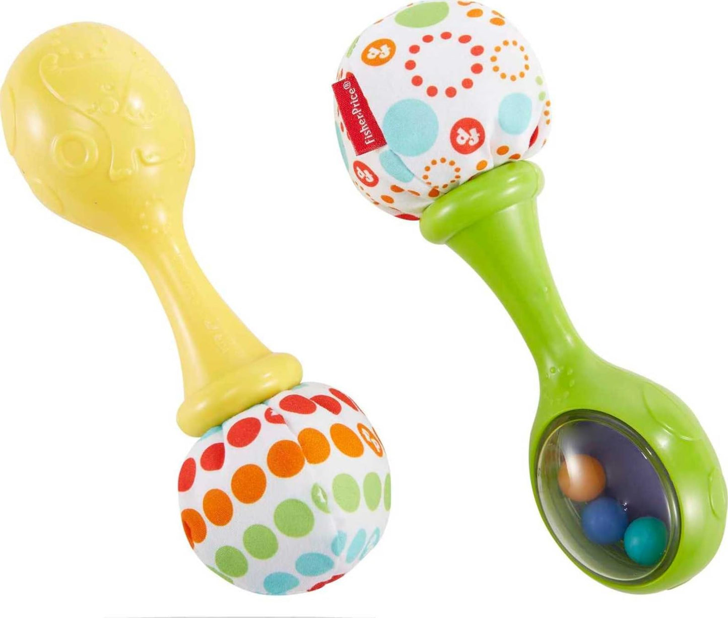 Fisher-Price Baby Newborn Toys Rattle 'n Rock Maracas, juego de 2 instrumentos musicales suaves para bebés de más de 3 meses, color azul y naranja