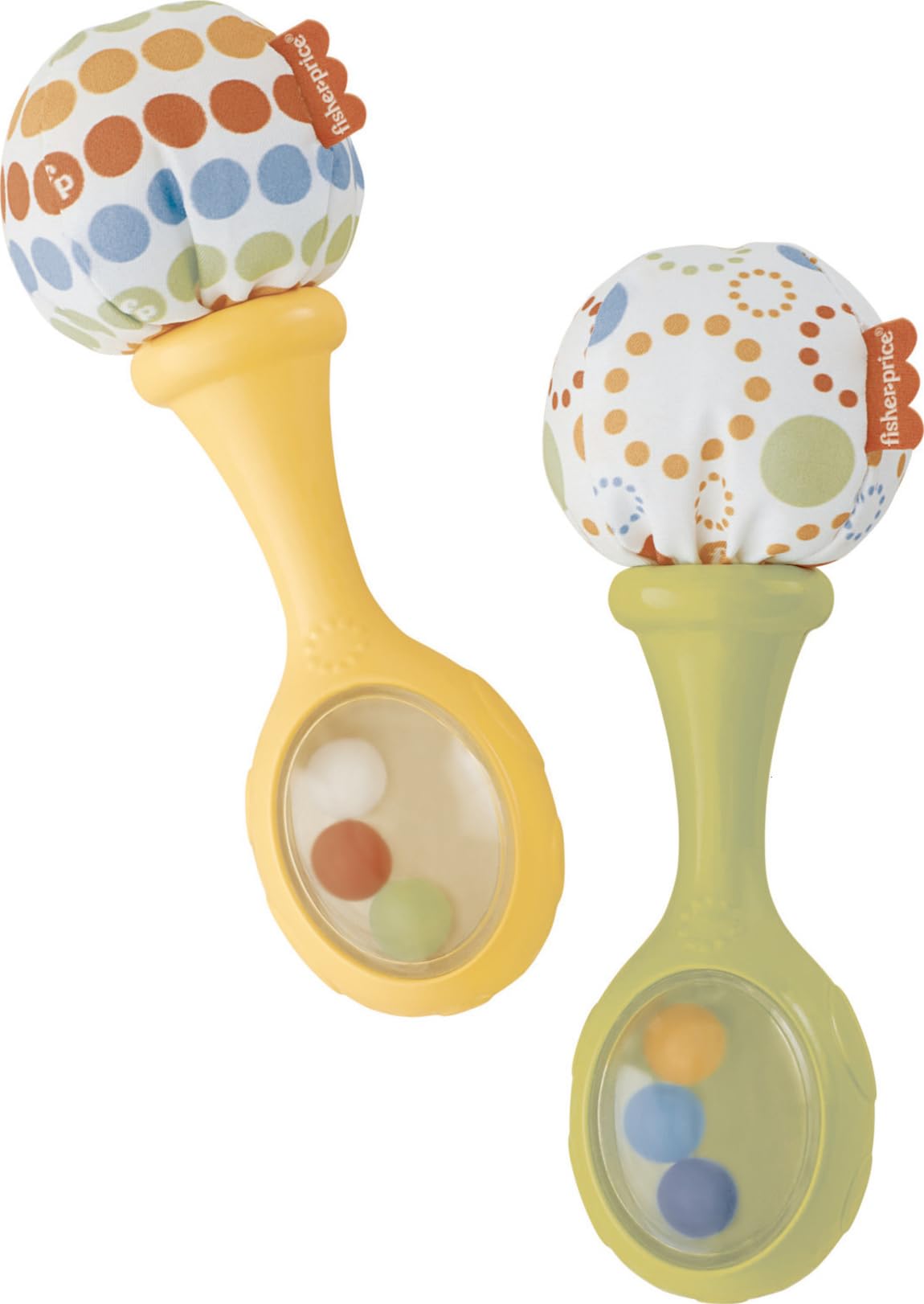 Fisher-Price Baby Newborn Toys Rattle 'n Rock Maracas, juego de 2 instrumentos musicales suaves para bebés de más de 3 meses, color azul y naranja