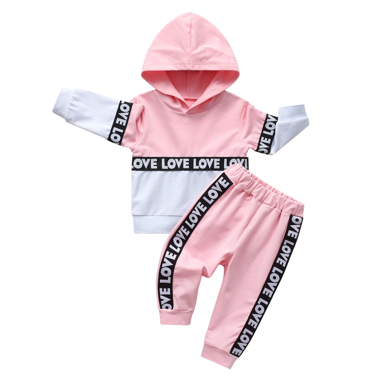 Conjunto de sudadera con capucha de manga larga a rayas para bebés y niños pequeños