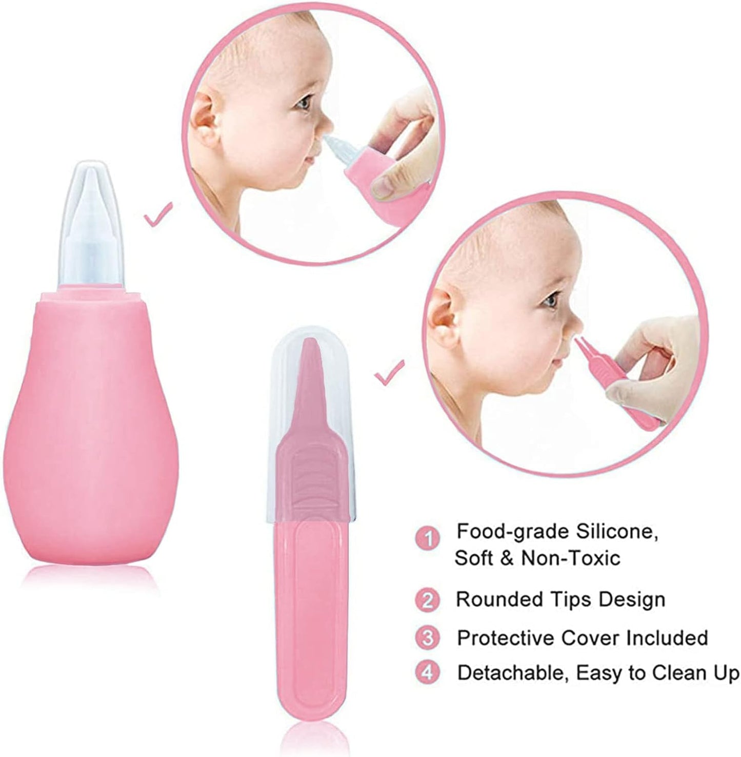 Baby Grooming Kit, Infant Safety Care Set with Hair Brush Comb Nail Clipper Nasal Aspirator,Baby Essentials Kit for Newborn Girls Boys (Pink Baby Grooming kit)