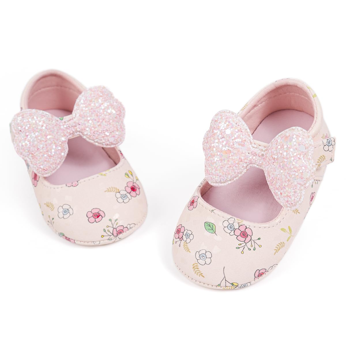 Meckior Zapatos planos de princesa hechos a mano para bebés, niñas y niños, para primeros pasos, de piel sintética suave, antideslizantes, para cuna, vestido de boda