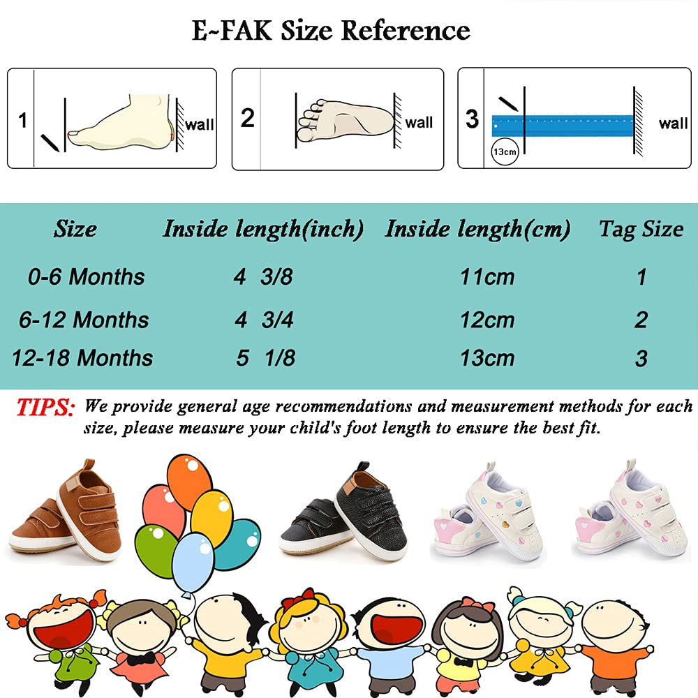 E-FAK tenis para bebés, niñas y niños pequeños, con suela de goma antideslizante, para empezar a caminar