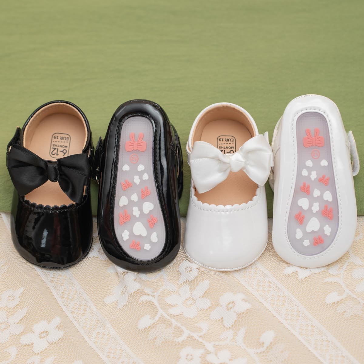 Meckior Zapatos planos de princesa hechos a mano para bebés, niñas y niños, para primeros pasos, de piel sintética suave, antideslizantes, para cuna, vestido de boda