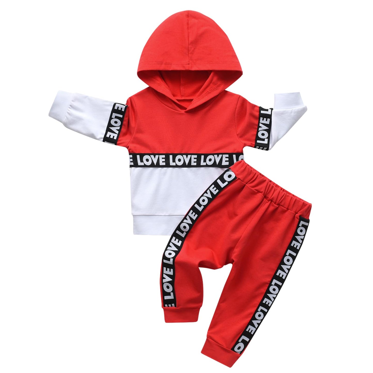 Conjunto de sudadera con capucha de manga larga a rayas para bebés y niños pequeños