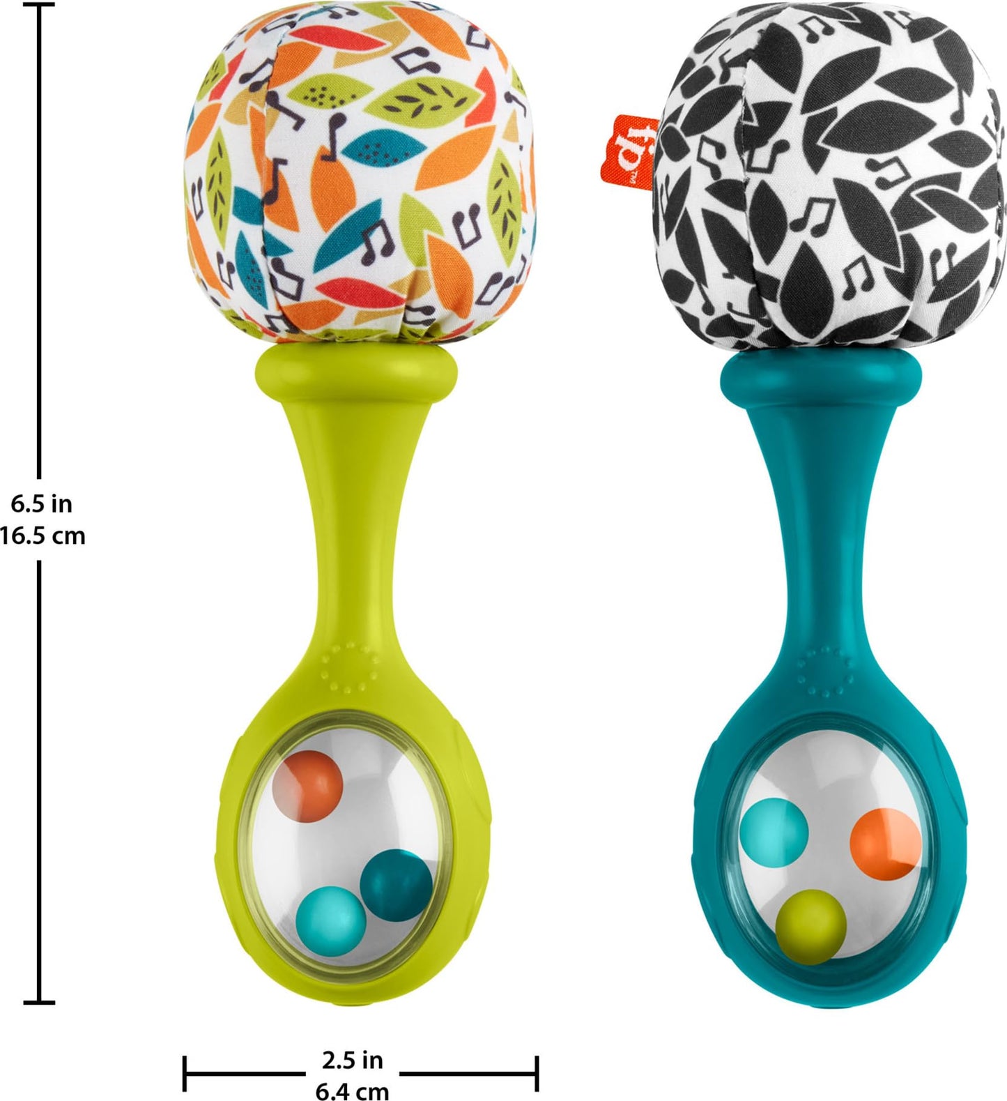 Fisher-Price Baby Newborn Toys Rattle 'n Rock Maracas, juego de 2 instrumentos musicales suaves para bebés de más de 3 meses, color azul y naranja