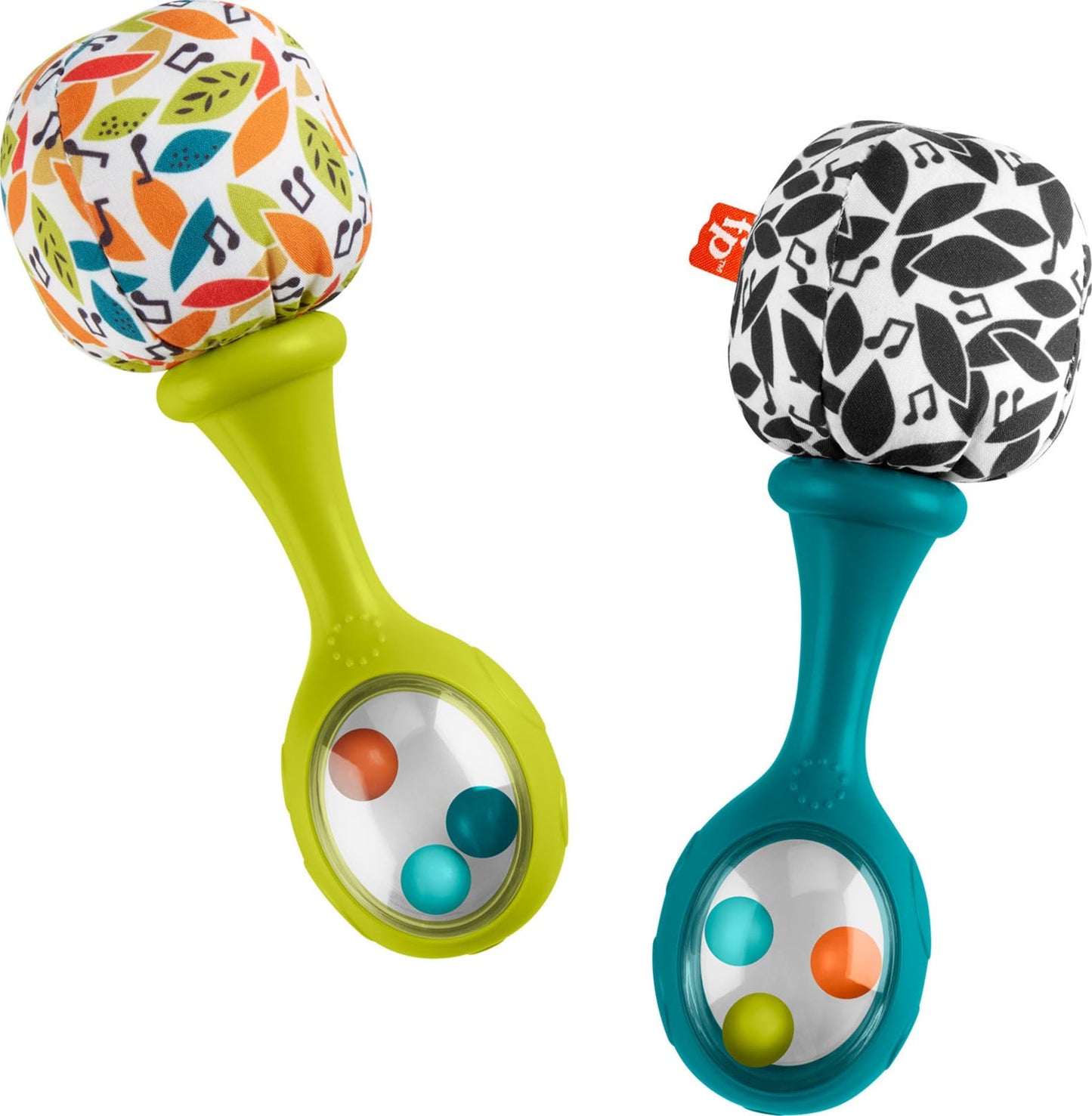 Fisher-Price Baby Newborn Toys Rattle 'n Rock Maracas, juego de 2 instrumentos musicales suaves para bebés de más de 3 meses, color azul y naranja