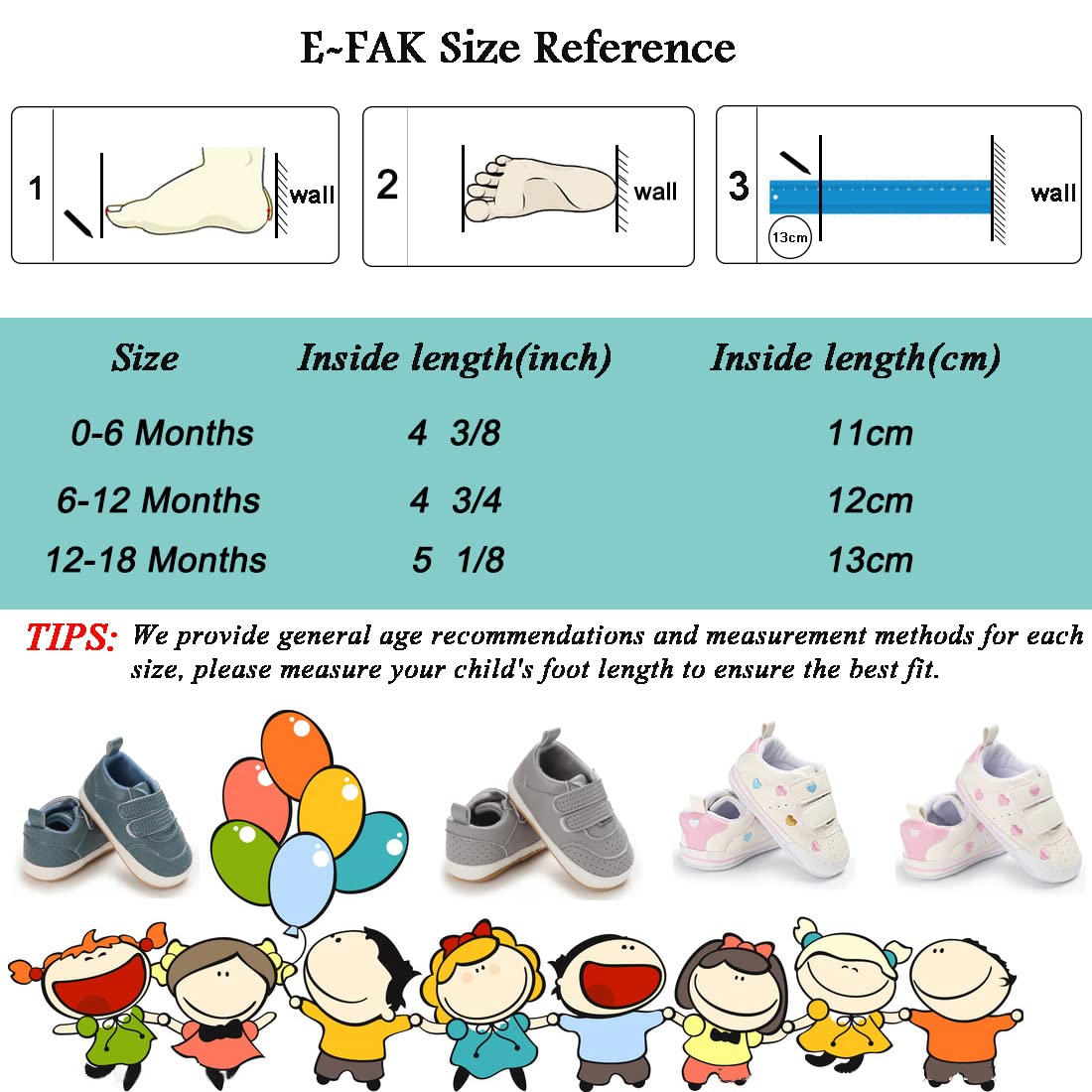 E-FAK tenis para bebés, niñas y niños pequeños, con suela de goma antideslizante, para empezar a caminar